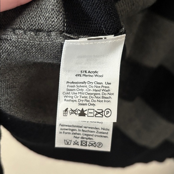 Eddie Bauer Striped Open Soft Wool Blend Sweater Cardigan Large Black Gray - Picture 3 of 4